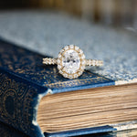 The Juliette - Oval Halo Diamond Engagement Ring with Pavé Diamond Setting