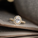 The Juliette - Oval Halo Diamond Engagement Ring with Pavé Diamond Setting