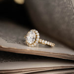 The Juliette - Oval Halo Diamond Engagement Ring with Pavé Diamond Setting