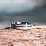 The Coast | Men's Titanium Wedding Band with Oyster Shell & Turquoise