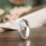 The Phoenix | Women's Silver & Turquoise Ring with Gold Flakes