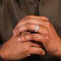 the-mercury-mens-faceted-titanium-ring-elk-antler-inlay