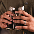 the-gemini-mens-silver-wedding-band-with-elk-antler-inlay