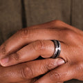 the-mercury-mens-faceted-titanium-ring-whiskey-barrel-inlay