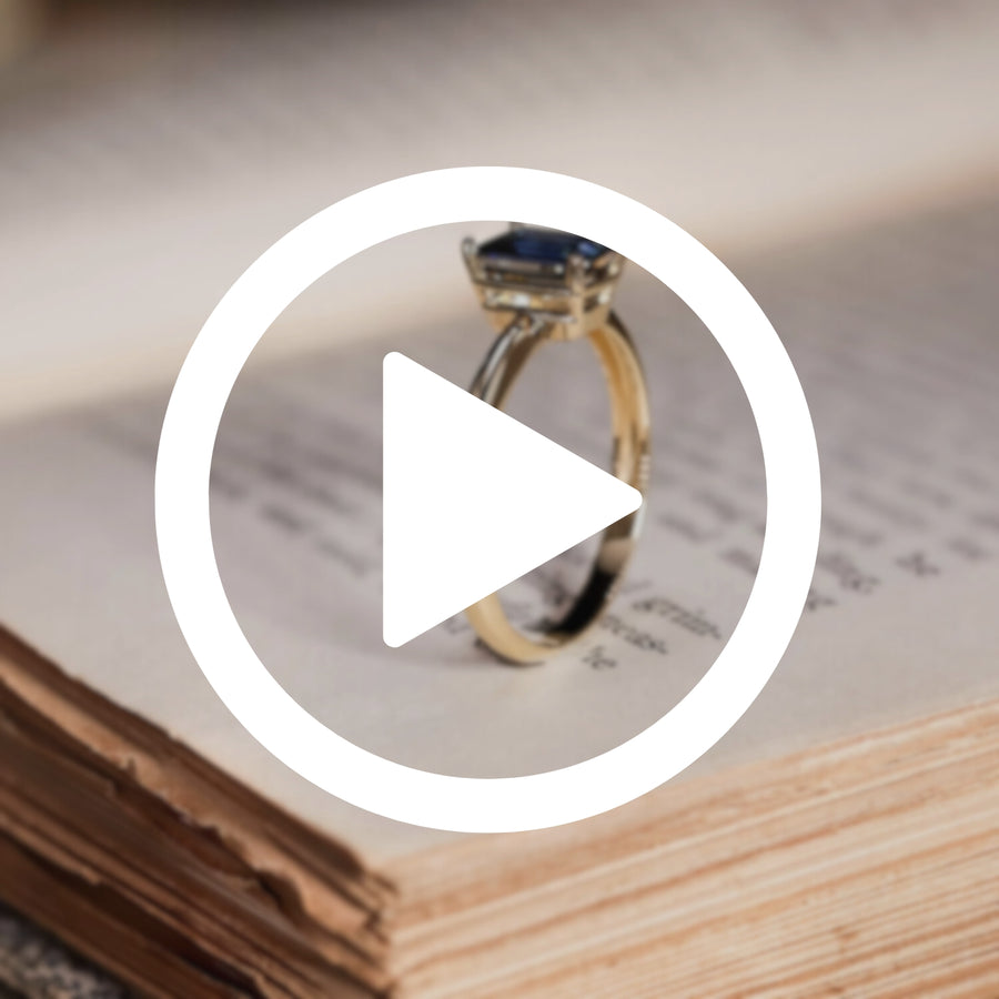 Natural Emerald Cut Blue Sapphire Engagement Ring by Rustic and Main