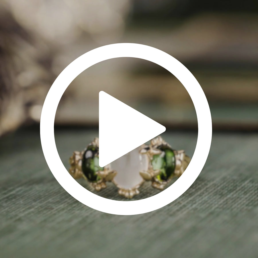 Myzelle Moonstone and Tourmaline ring from Rustic and Main