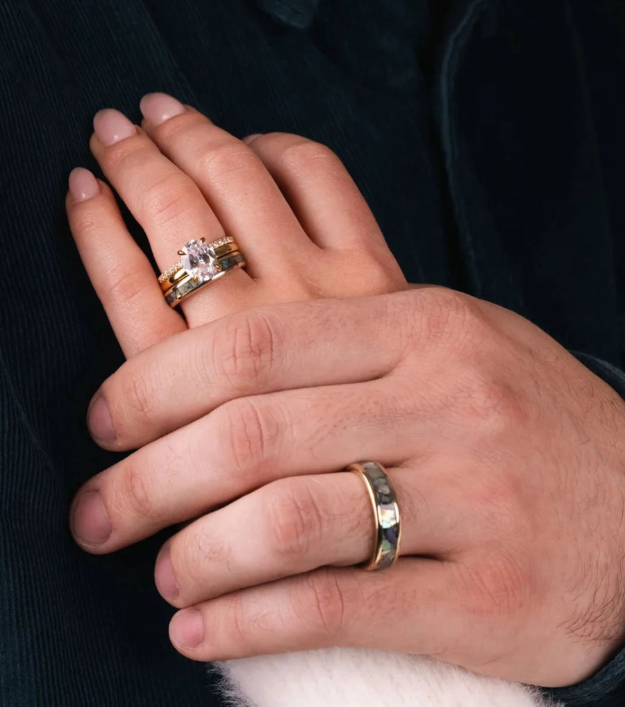 Brynn, Jolene, Paua Wedding Band Set Rustic and Main