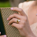 three-stone-emerald-cut-diamond-engagement-ring-round-diamond-accents-bezel-setting-the-marcelline-rustic-and-main