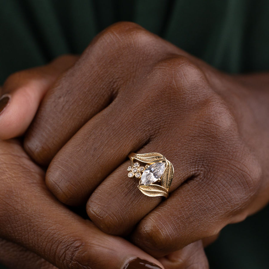 Custom Floral Diamond Engagement Ring by Rustic and Main