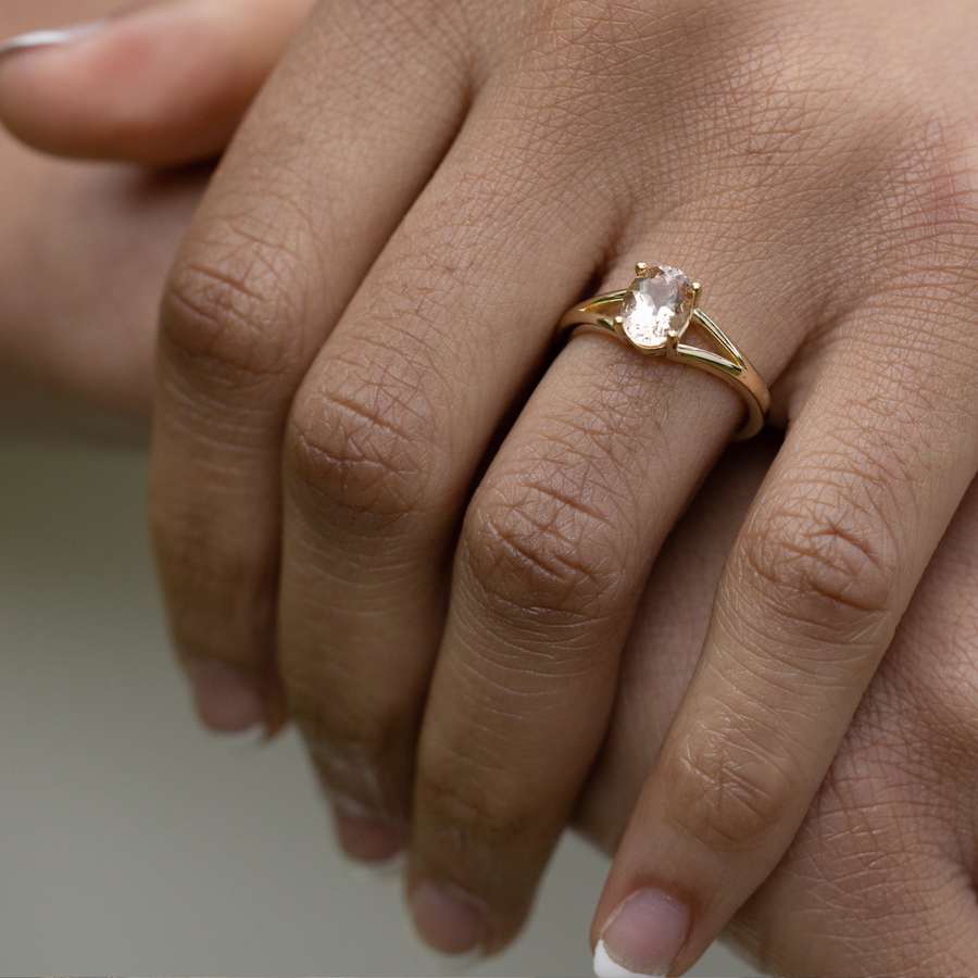 The Sedona Solitaire Natural Peach Morganite Oval Engagement Ring