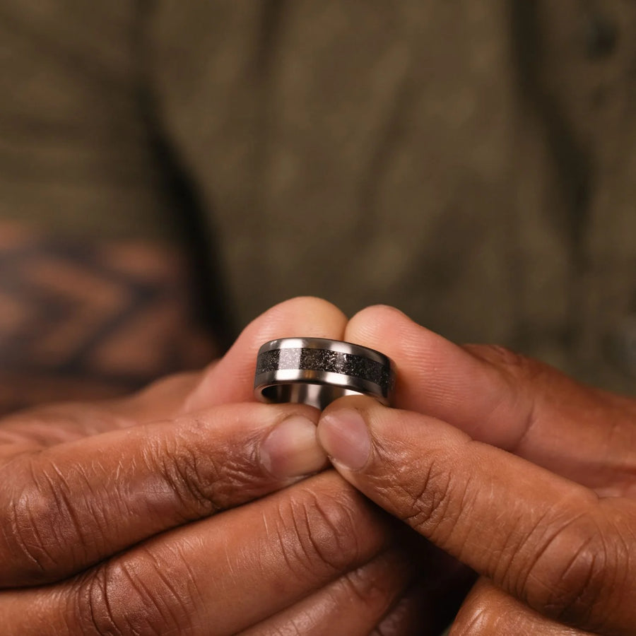 The Voyager | Men's Meteorite and Titanium Wedding Band