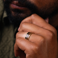 The Western Front Men's Gold Wedding Band with 1903 Springfield Rifle Stock Wood & WWI Uniform