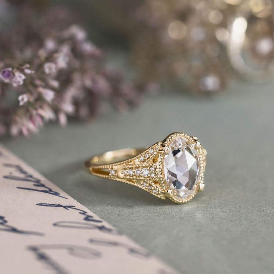 vintage-inspired-rose-cut-oval-diamond-engagement-ring-eiffel-tower-inspired-shank-diamond-milgrain-accents-the-amelie-rustic-and-main