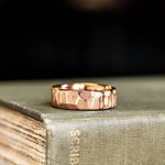 The Apollo | 7mm & 8mm Men's Hammered Rose Gold Wedding Band