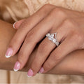 The Elenor & Vesper | Three-Stone Pear-Cut Diamond & V-Shaped Contour Bridal Set