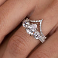 The Elenor & Vesper | Three-Stone Pear-Cut Diamond & V-Shaped Contour Bridal Set