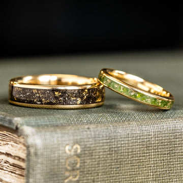 Shown: Stargazer 10k Yellow Gold 6mm Width | Erinn 10k Yellow Gold 3mm Width