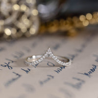 The Vesper - Tapered V-Shaped Diamond Pavé Contour Wedding Band