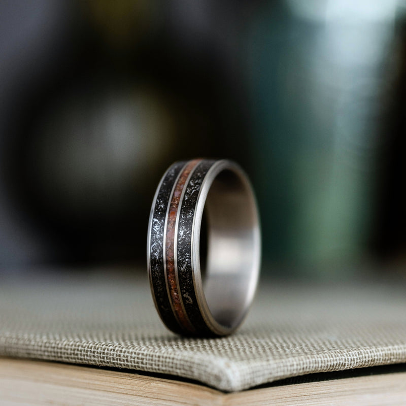 the-alvarez-mens-titanium-wedding-band-with-meteorite-dinosaur-bone-rustic-and-main