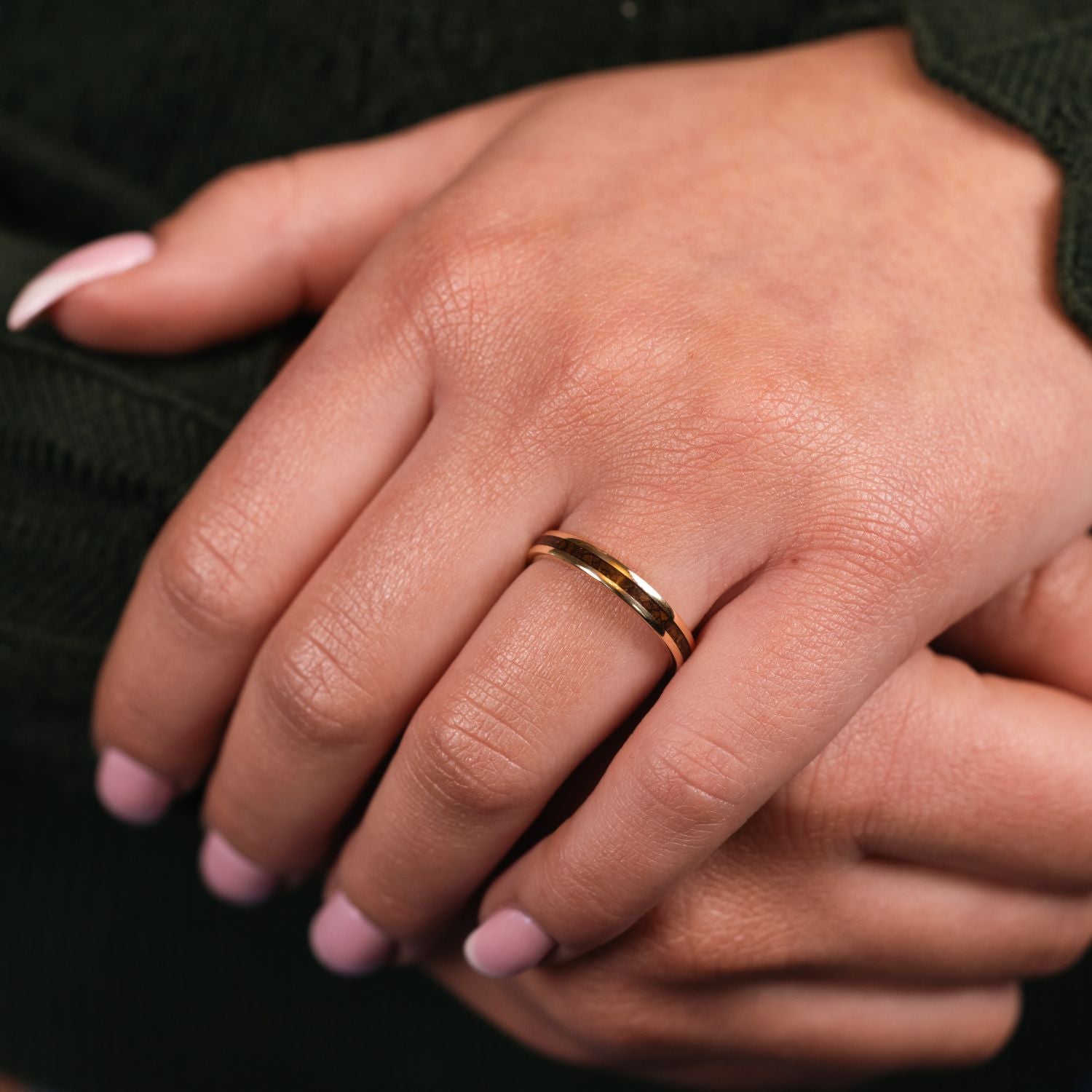 The Americano | Women's Gold Ring with Vintage Coffee Inlay