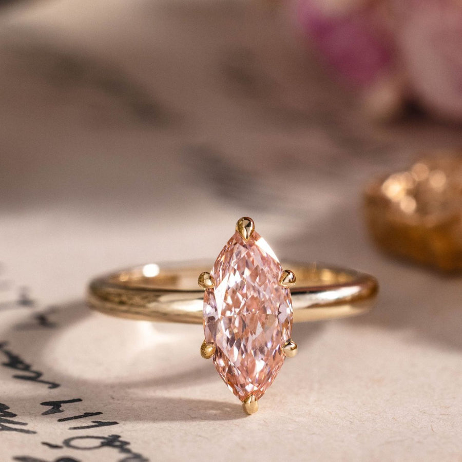 Marquise Pink Lab Grown Diamond Solitaire Engagement Ring