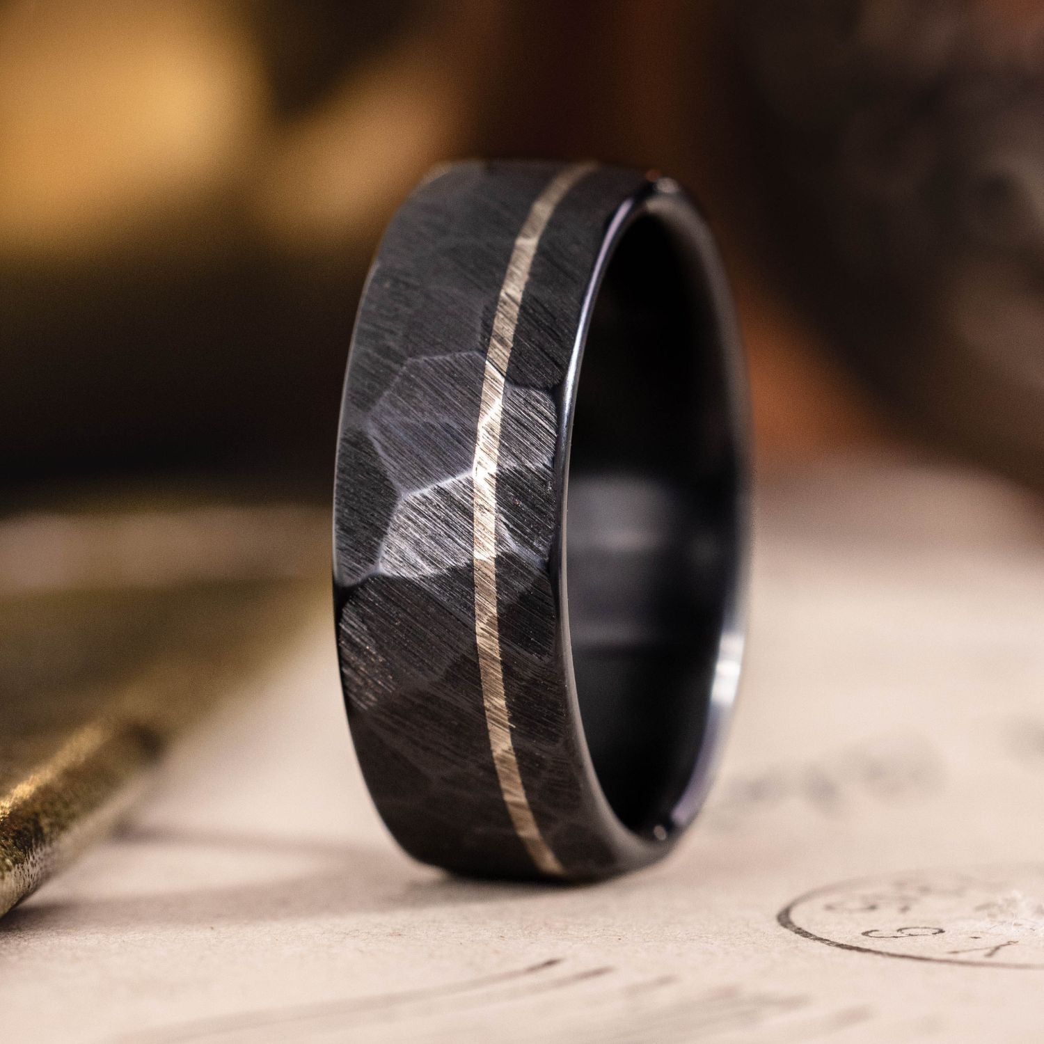 Aryan Art ブラックメタル black l The Apollo Noir | Men's Faceted Black Titanium Wedding Band with