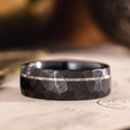 The Apollo Noir | Men's Faceted Black Titanium Wedding Band with Offset Inlay