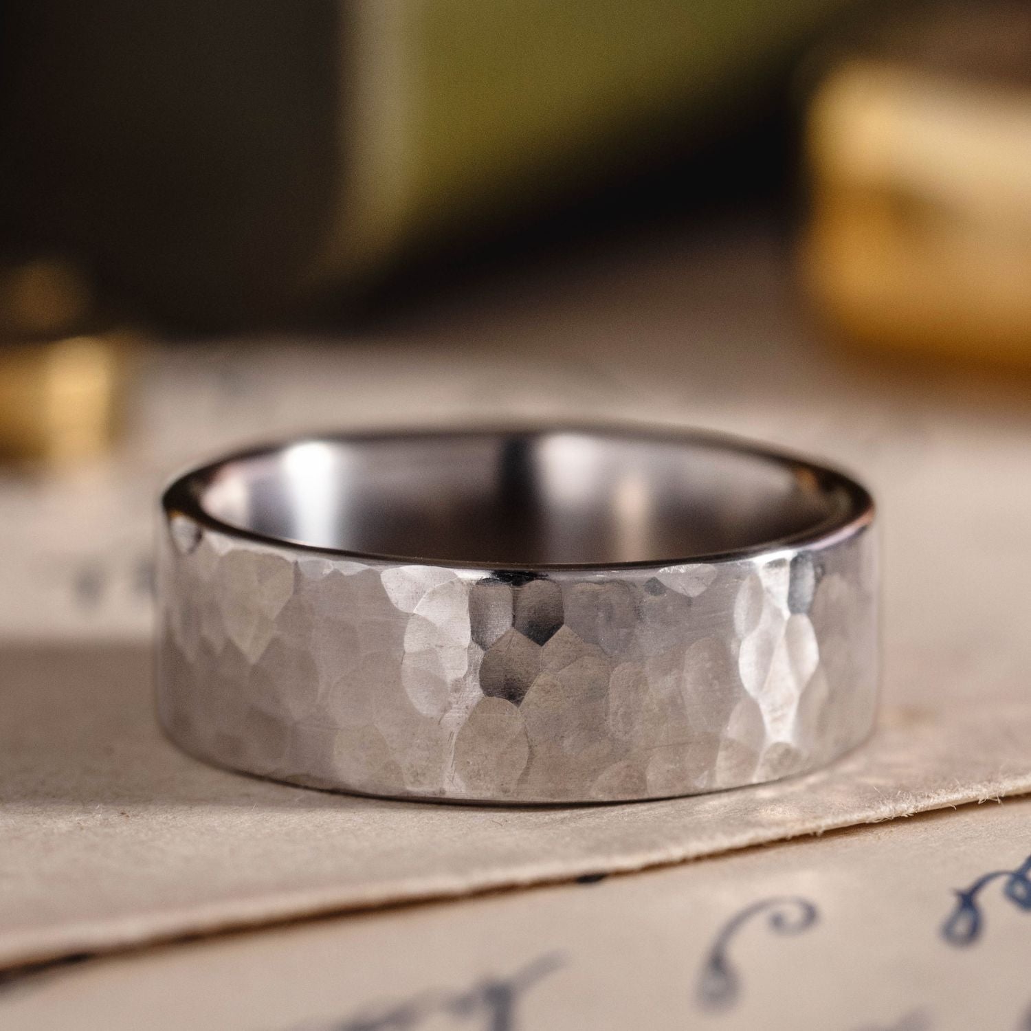 The Arche | 8mm Men's Hammered Titanium Wedding Band – Rustic and Main