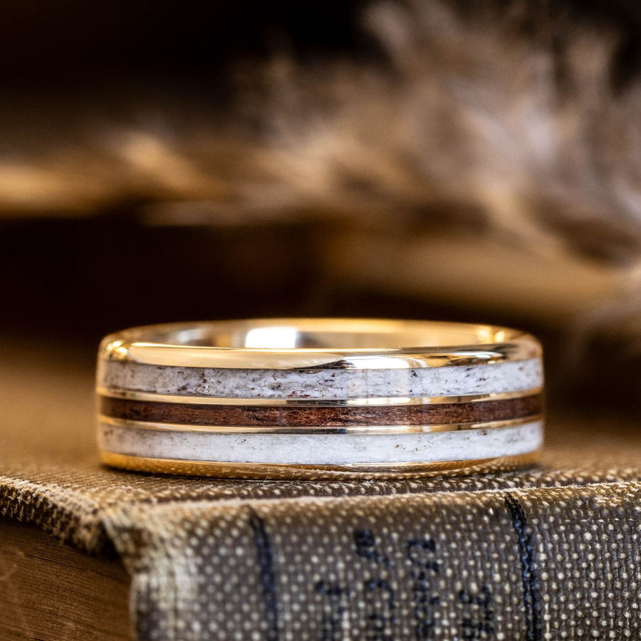 the-aspen-mens-gold-wedding-band-elk-antler-m1-garand-rifle-stock-wood