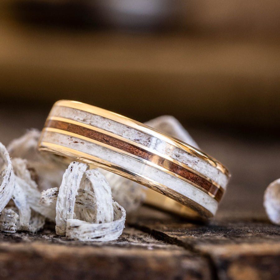 the-aspen-mens-gold-wedding-band-elk-antler-m1-garand-rifle-stock-wood