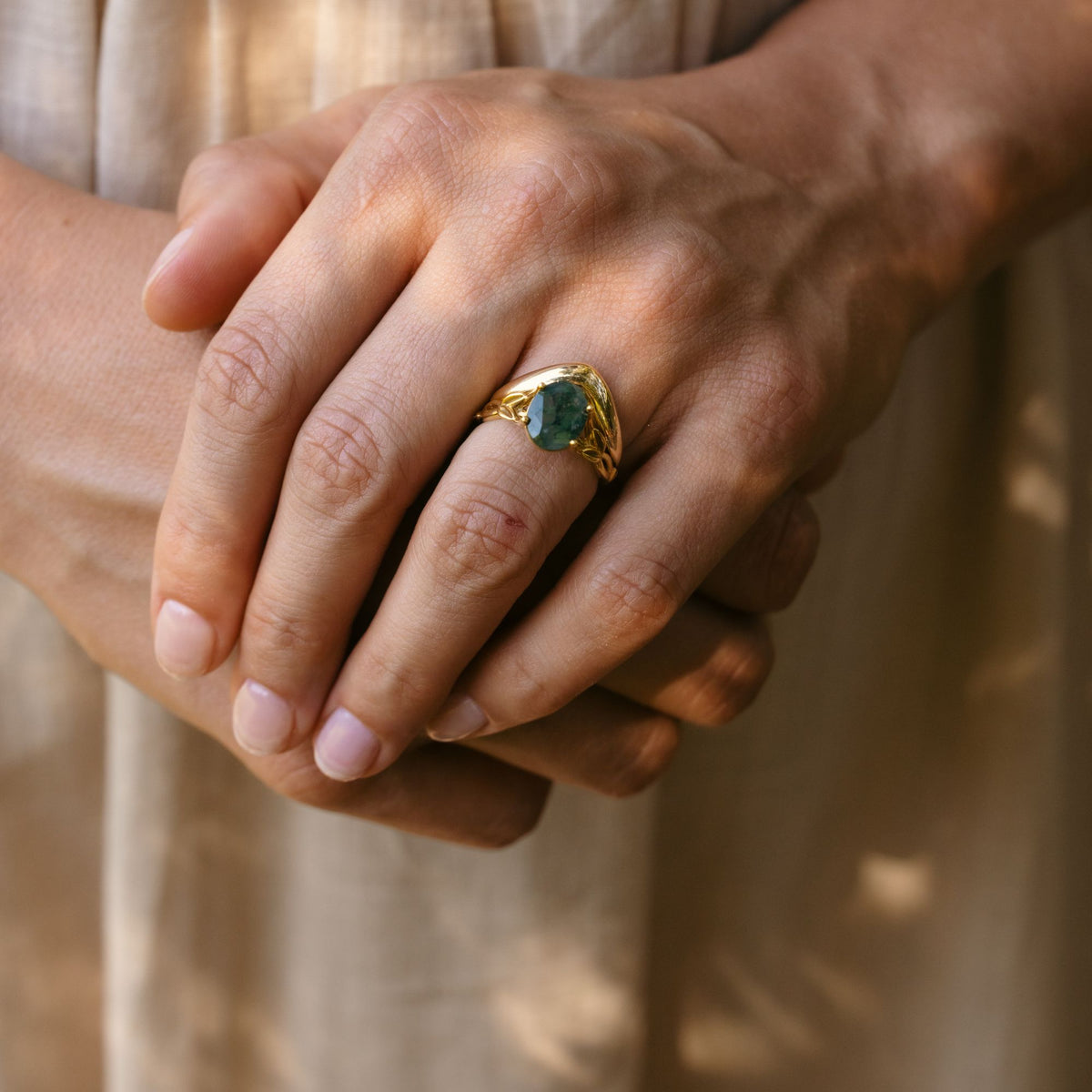 the-beatrix-the-skye-marquise-moss-agate-engagement-ring-gold-bridal-set-rustic-and-main