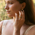 The Beatrix & Skye | Oval Moss Agate Engagement Ring & Gold Contour Bridal Set