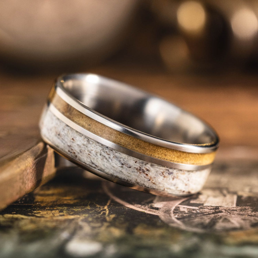 the-buck-mens-elk-antler-deer-hide-titanium-wedding-band