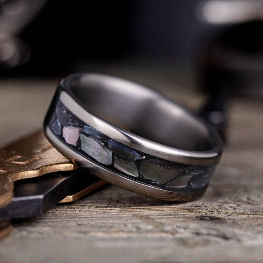 the-dark-tide-mens-titanium-wedding-band-black-mother-of-pearl