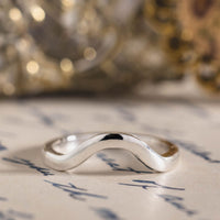 The Evie - Solid Gold Contour Wedding Band with a Deep Curve