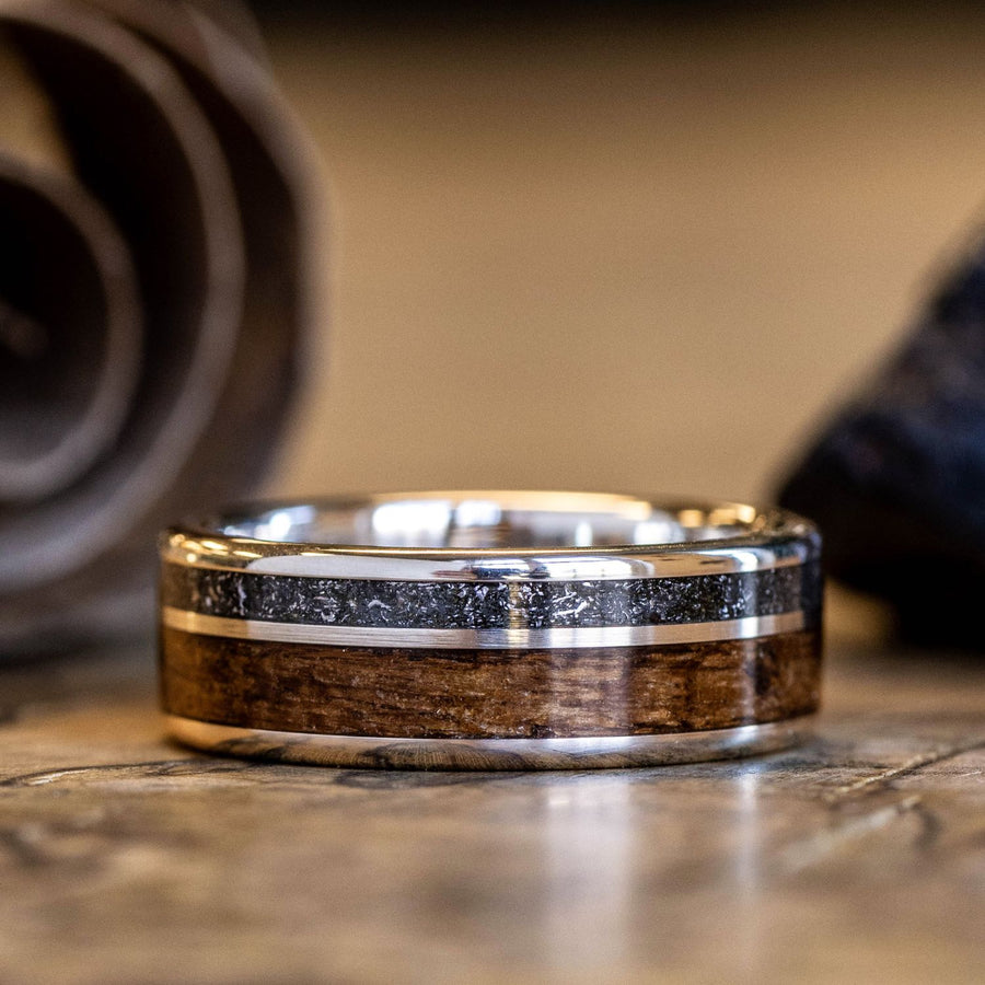 the-expedition-mens-gold-meteorite-wedding-band-uss-north-carolina-battleship-teak-wood