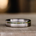 the-fairbanks-mens-polished-titanium-wedding-band-green-imperial-diopside-gold-flakes