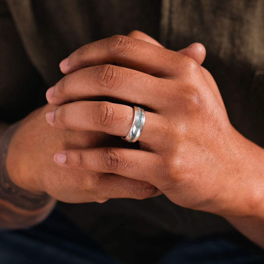 the-gemini-mens-silver-ring-turquoise-inlay