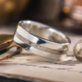 The Gemini | Men's Silver Wedding Band with Elk Antler Inlay