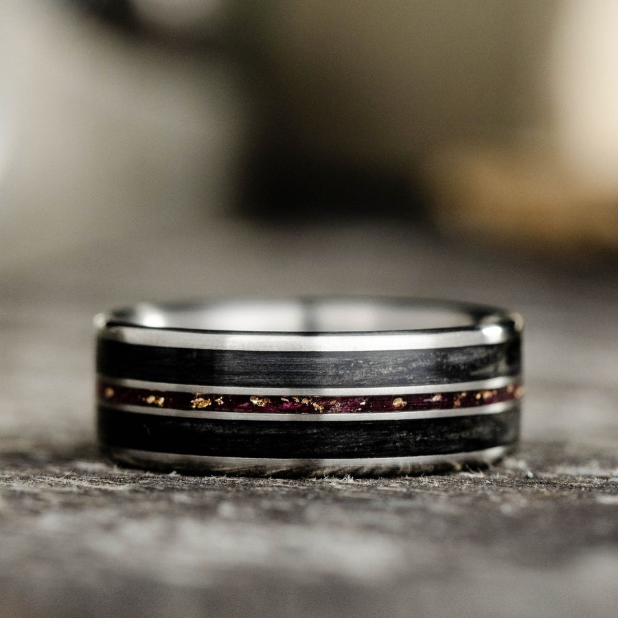 the-gents-salute-mens-titanium-wedding-band-with-whiskey-barrel-roses