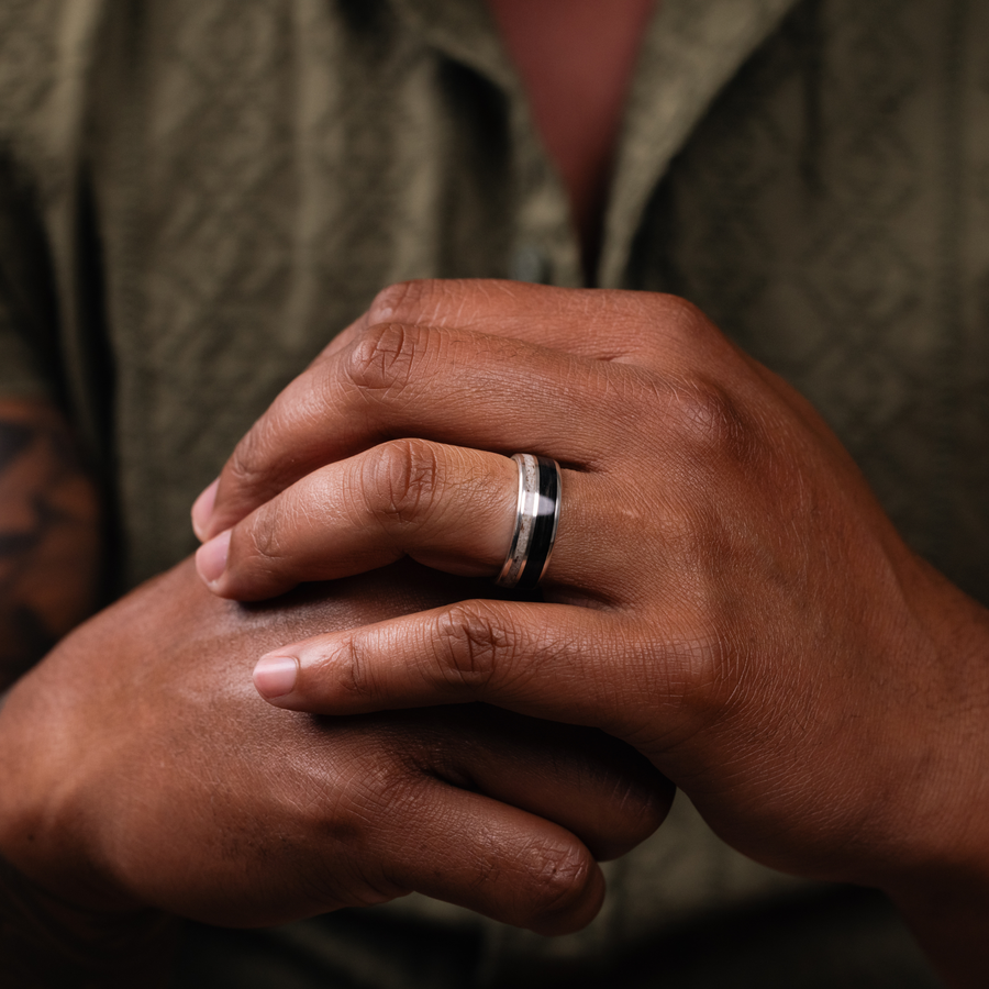 ::Shown in Silver | 8mm Wide | Medium Antler
