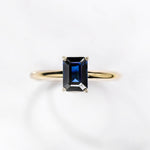 The Grace - Emerald Cut Blue Sapphire Engagement Ring