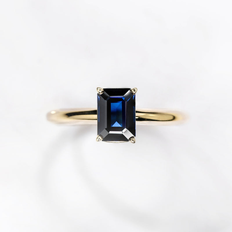 The Grace - Emerald Cut Blue Sapphire Engagement Ring