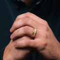 The Grayton | Men’s Gold Wedding Band with Sand & Gold Flakes