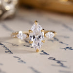 The Gwyndolyn - Marquise Diamond Engagement Ring with Marquise & Round-Shaped Diamond Accents