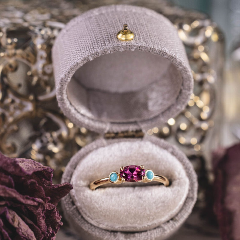 Oval Garnet with Turquoise Side Stones – Rustic and Main