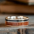 the-historian-mens-gold-wedding-band-dinosaur-bone-weathered-whiskey-barrel-wood