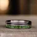 the-imperail-mens-titanium-wedding-band-with-imperial-diopside-rosewood-inlays
