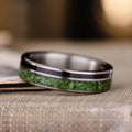 the-imperail-mens-titanium-wedding-band-with-imperial-diopside-rosewood-inlays