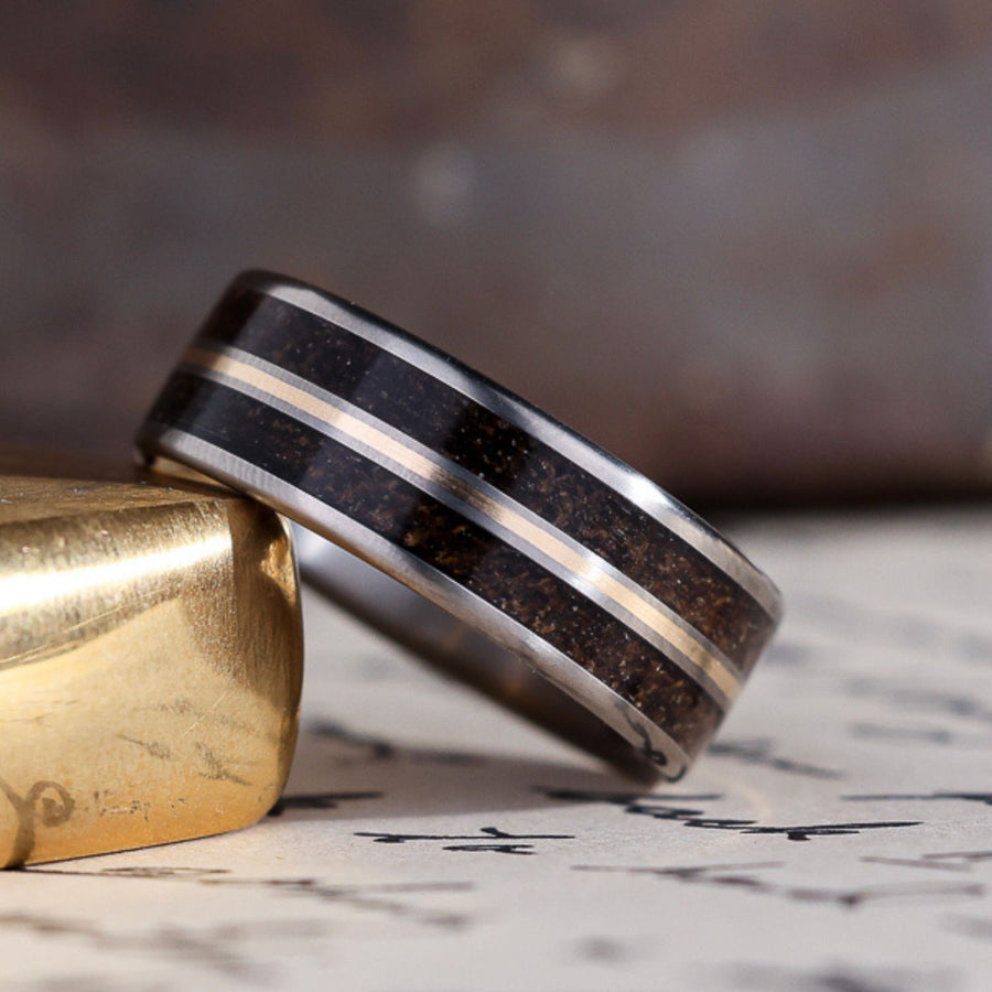 The Infantryman | Men's Titanium Wedding Band with WWI Olive Drab Uniform & Metal Inlay